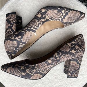 H&M Beige/snakeskin-patterned Faux Suede Pumps Heels Size 8